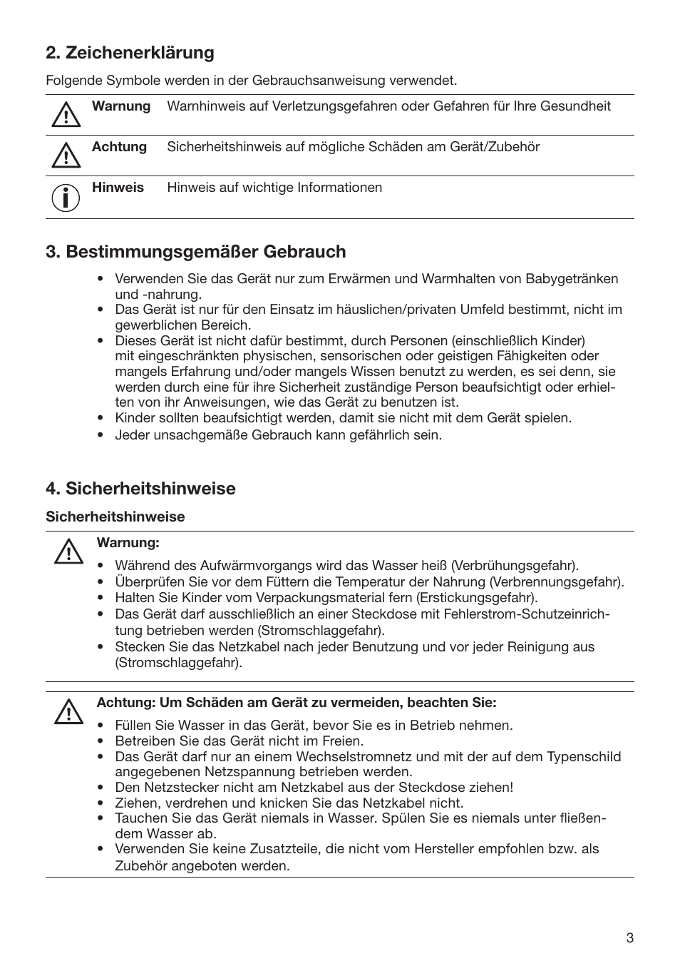 Zeichenerklärung, Bestimmungsgemäßer gebrauch, Sicherheitshinweise | Beurer BY 52 User Manual | Page 3 / 48