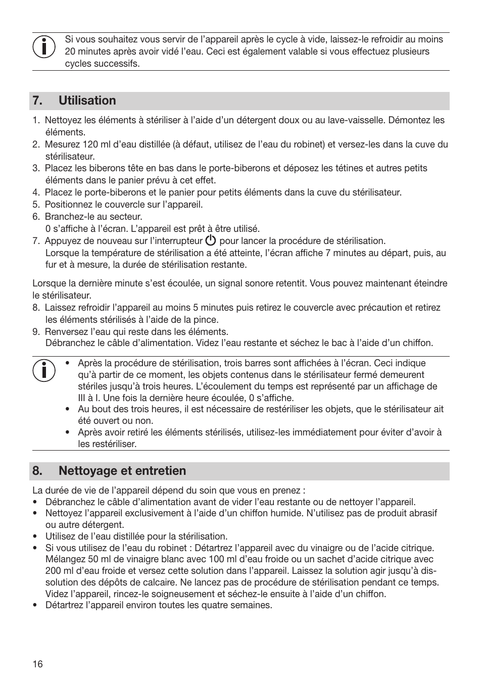 Utilisation, Nettoyage et entretien | Beurer BY 76 User Manual | Page 16 / 44