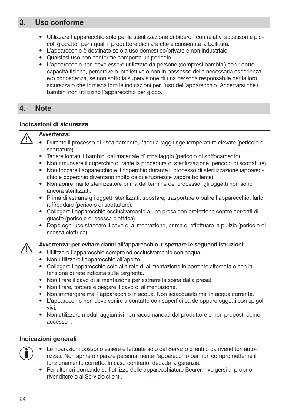 Uso conforme | Beurer BY 76 User Manual | Page 24 / 44