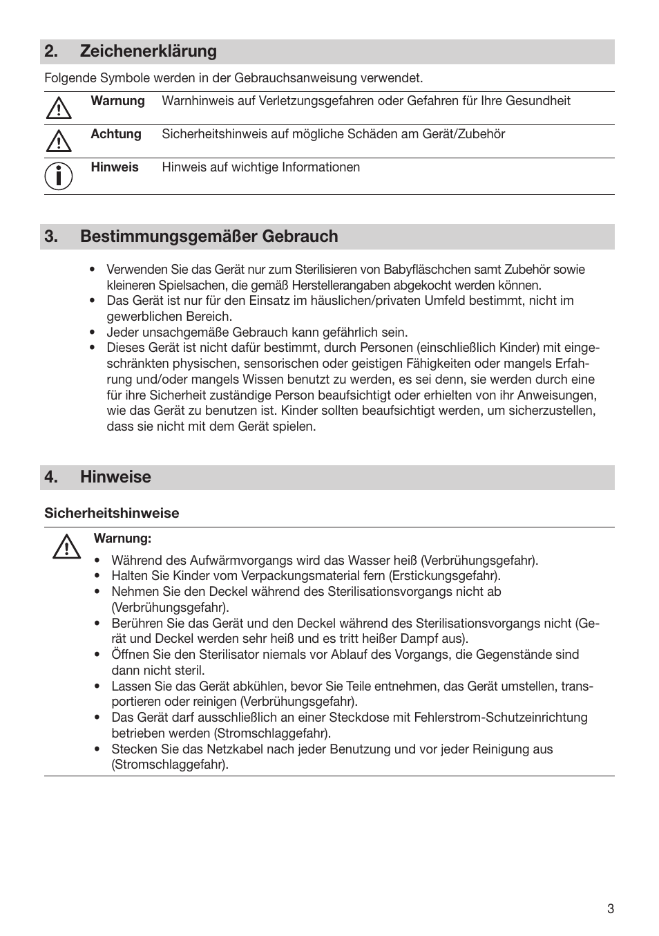 Zeichenerklärung, Bestimmungsgemäßer gebrauch, Hinweise | Beurer BY 76 User Manual | Page 3 / 44
