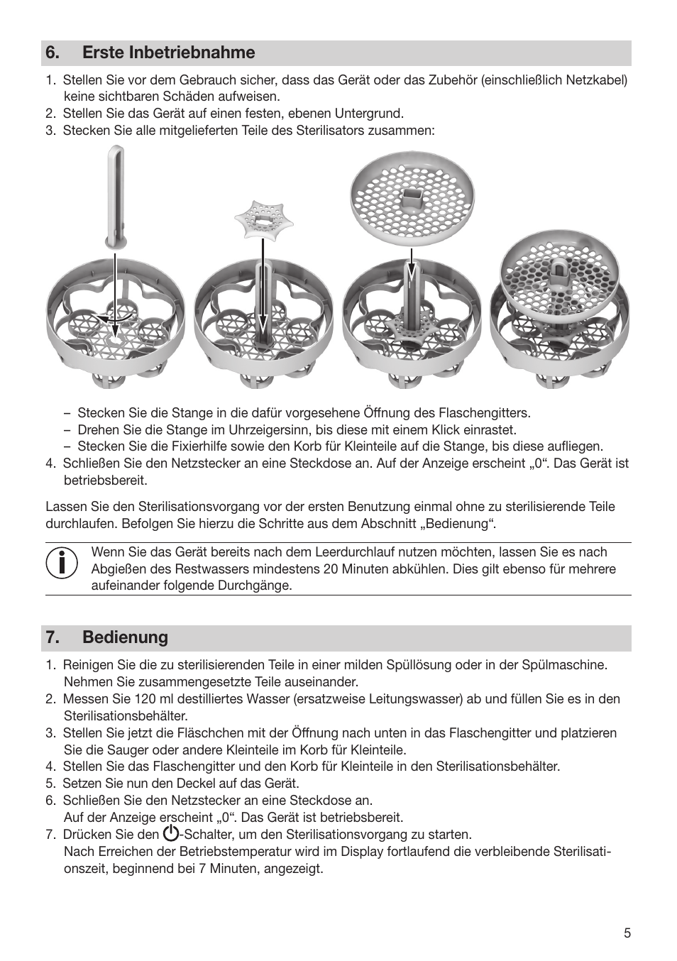 Erste inbetriebnahme, Bedienung | Beurer BY 76 User Manual | Page 5 / 44