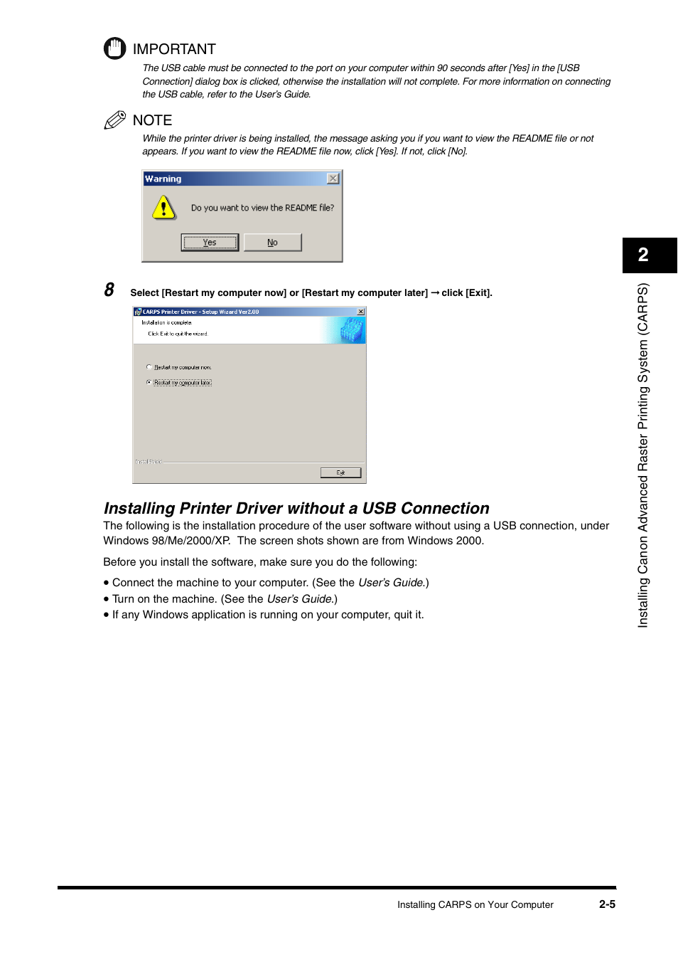 Installing printer driver without a usb connection | Canon FAX-L380 User Manual | Page 14 / 104