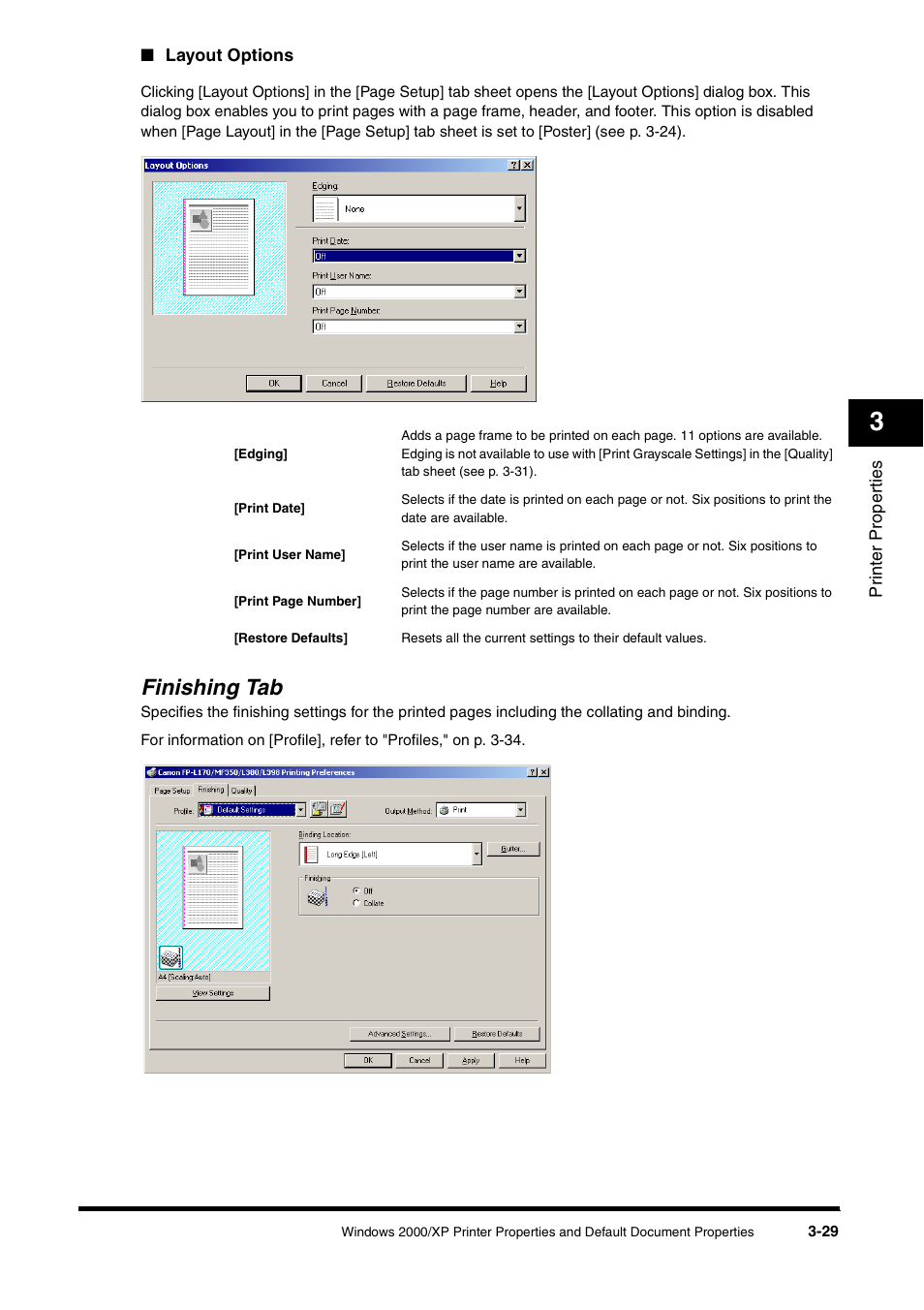 Finishing tab, Finishing tab -29, X (see p. 3-29) | Canon FAX-L380 User Manual | Page 76 / 104