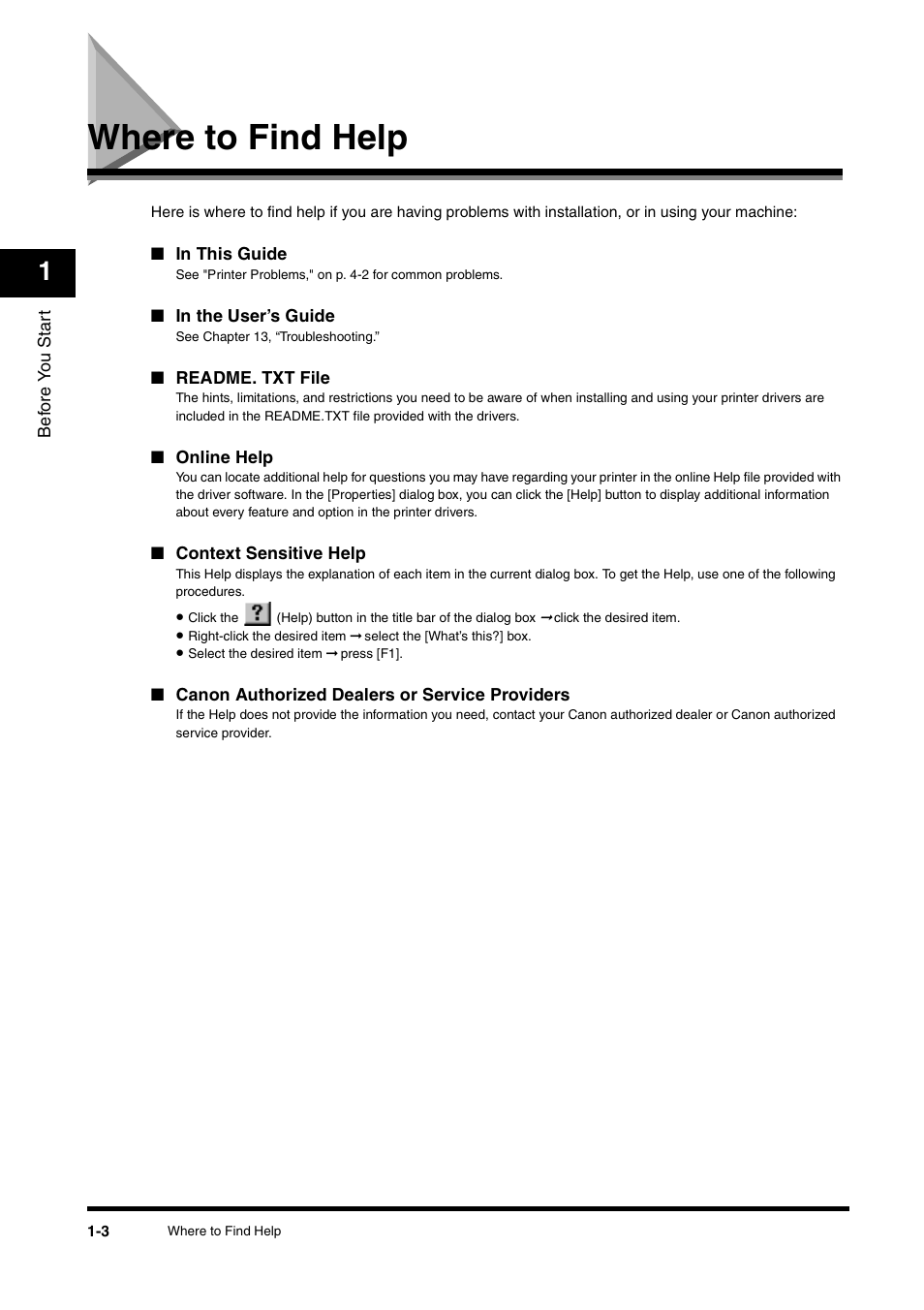 Where to find help, Where to find help -3 | Canon FAX-L380 User Manual | Page 9 / 104