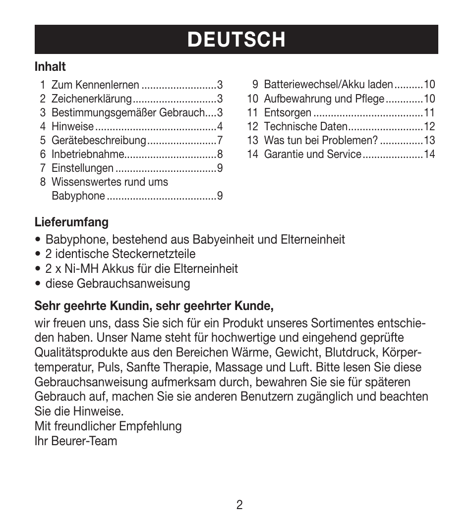 Deutsch | Beurer BY 33 User Manual | Page 2 / 104