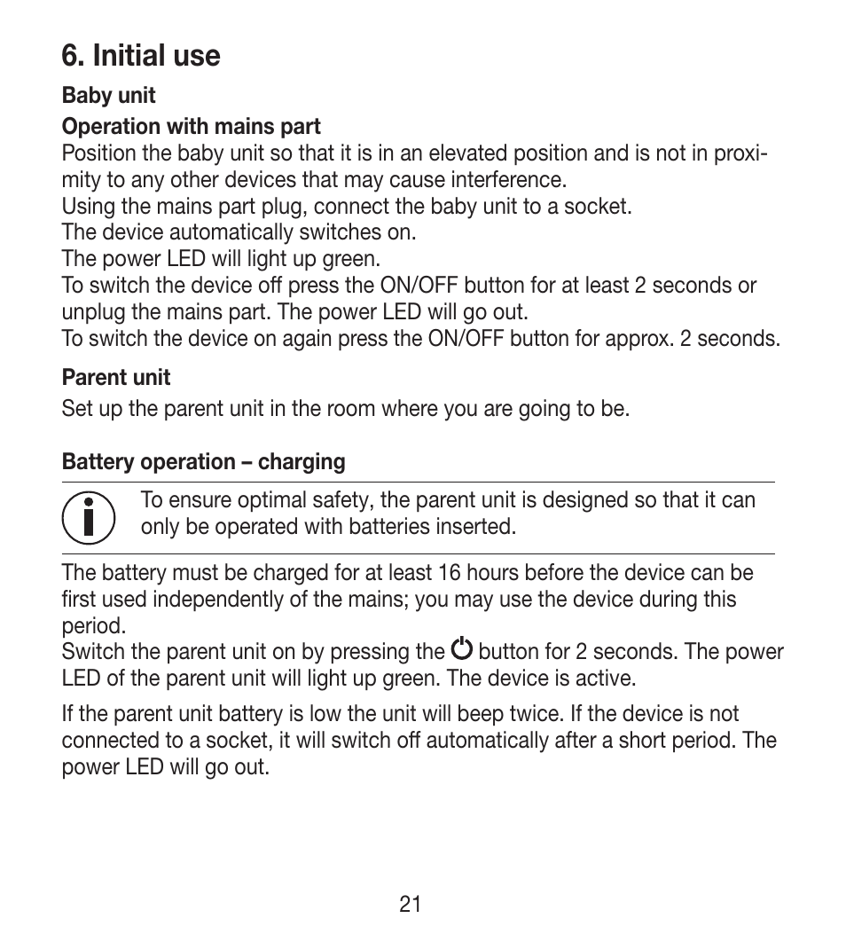 Initial use | Beurer BY 33 User Manual | Page 21 / 104