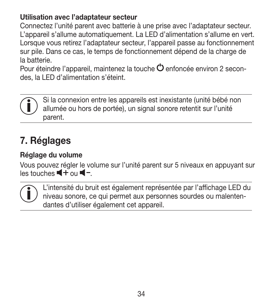 Réglages | Beurer BY 33 User Manual | Page 34 / 104