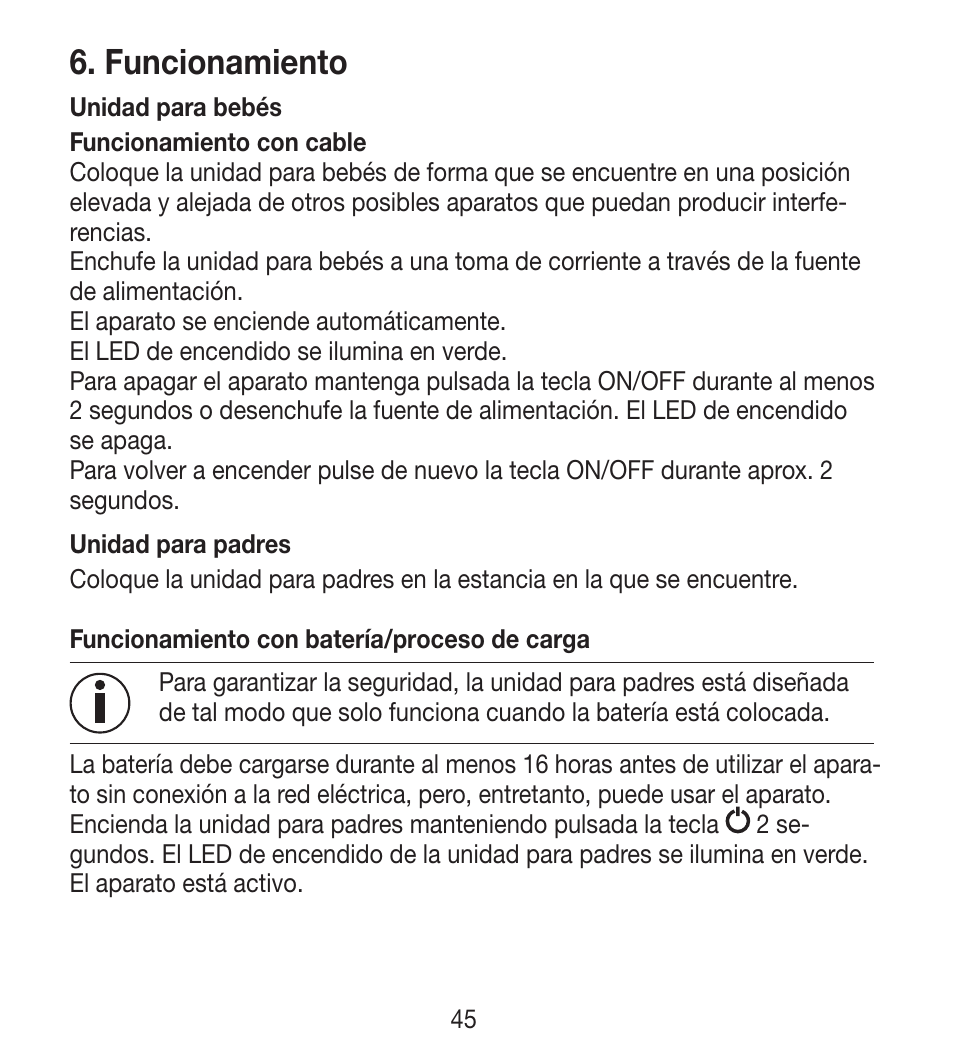Funcionamiento | Beurer BY 33 User Manual | Page 45 / 104