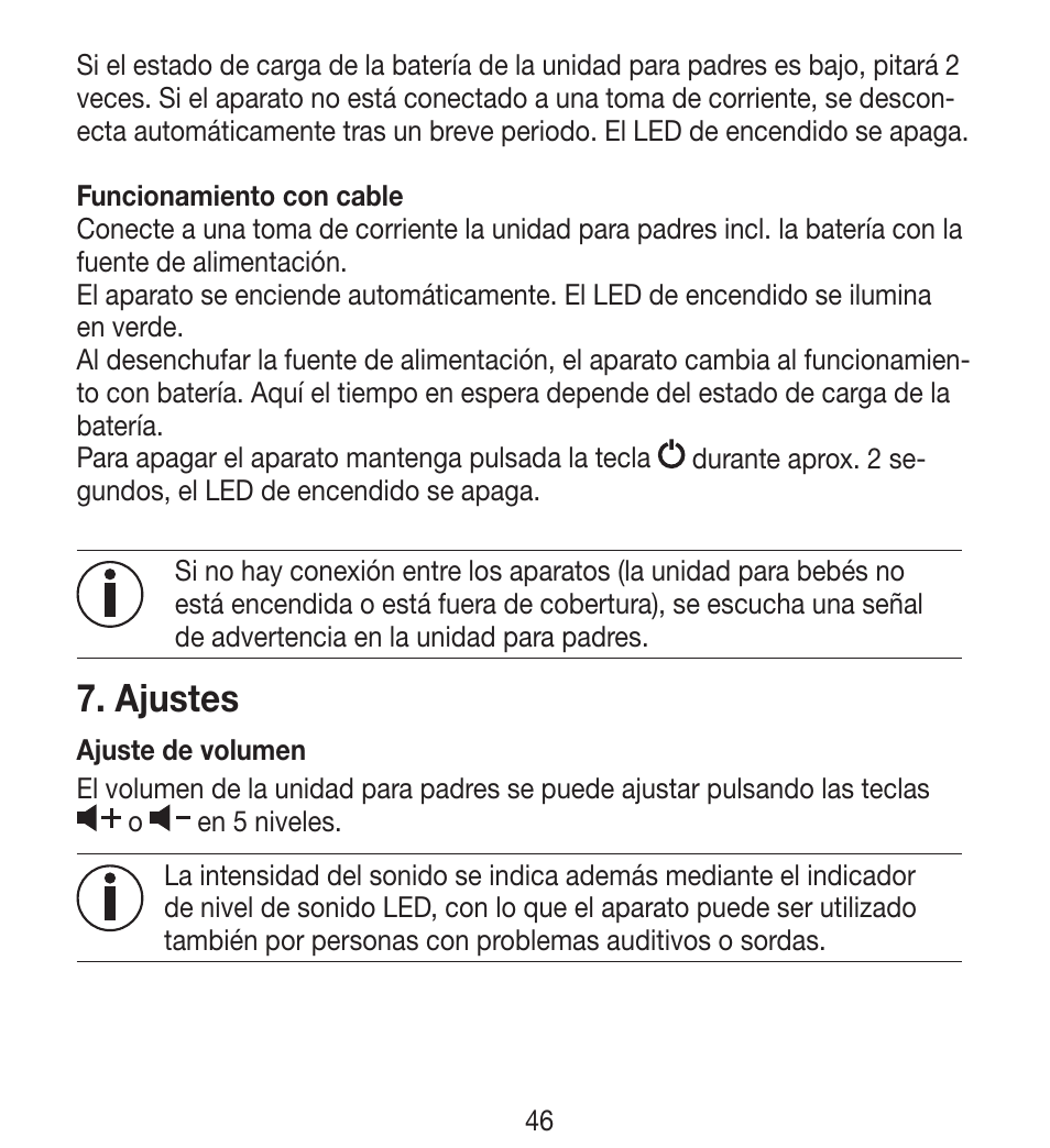 Ajustes | Beurer BY 33 User Manual | Page 46 / 104