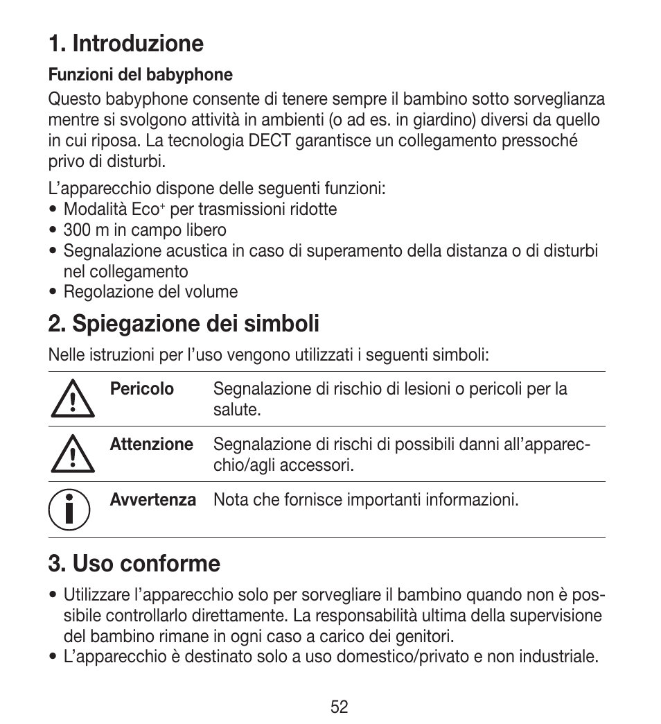 Introduzione, Spiegazione dei simboli, Uso conforme | Beurer BY 33 User Manual | Page 52 / 104