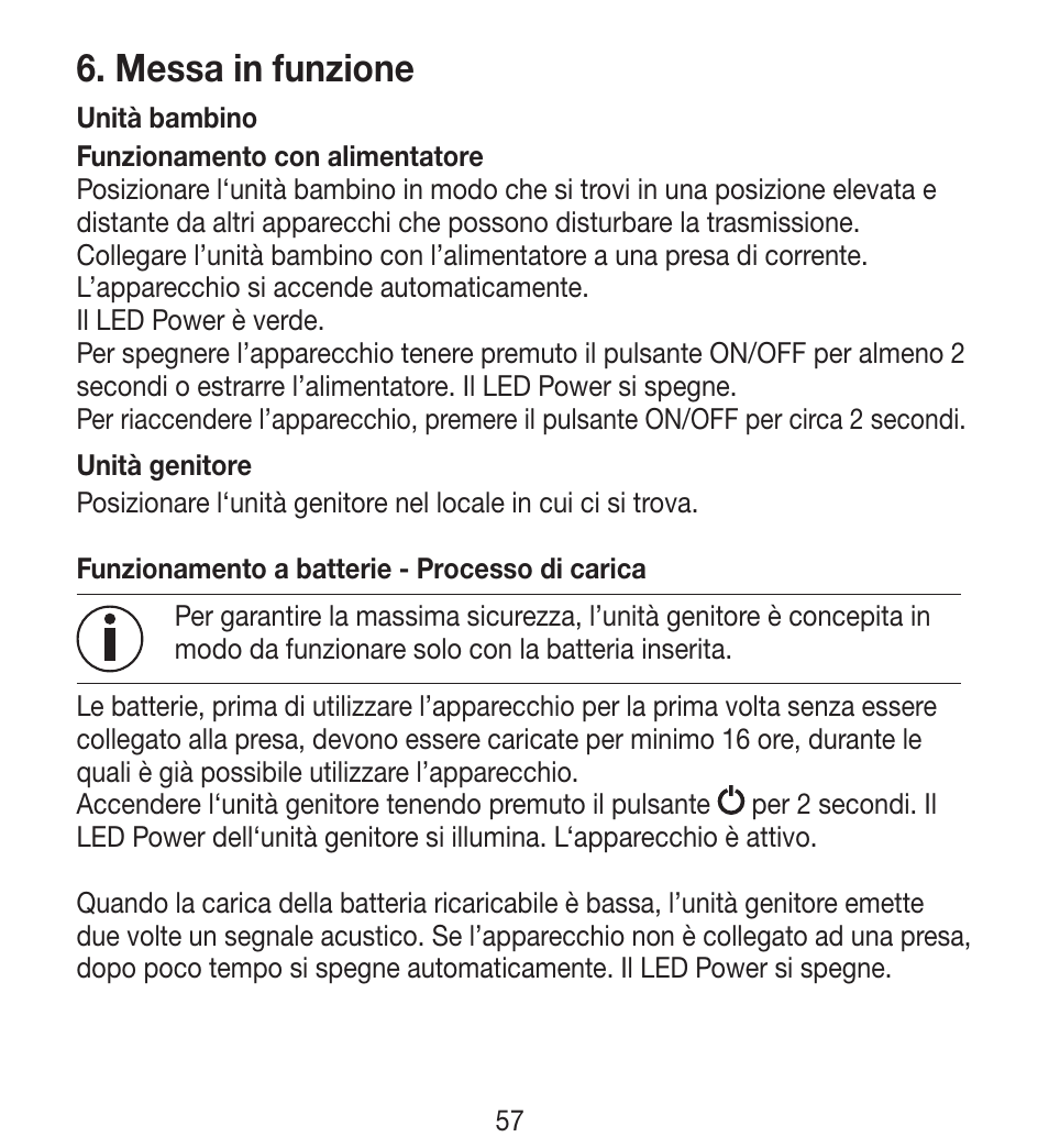 Messa in funzione | Beurer BY 33 User Manual | Page 57 / 104