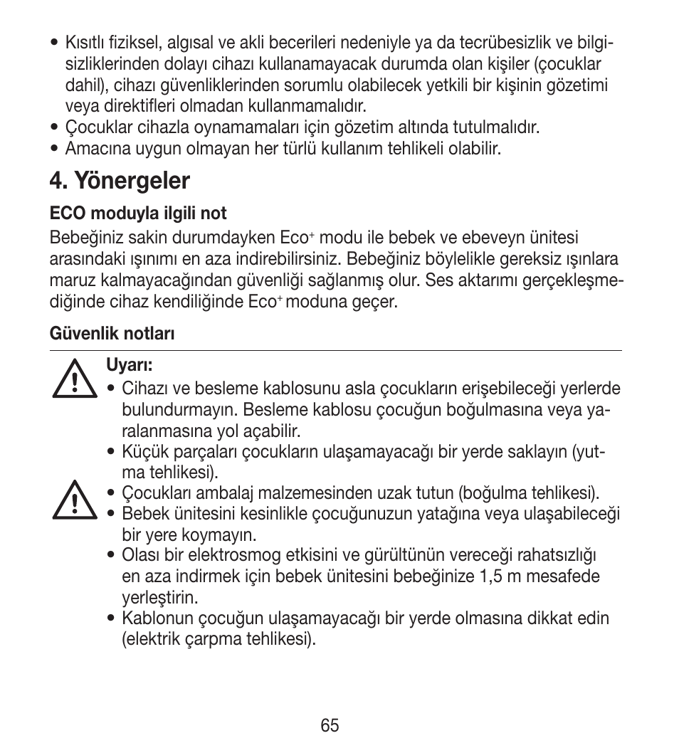 Yönergeler | Beurer BY 33 User Manual | Page 65 / 104