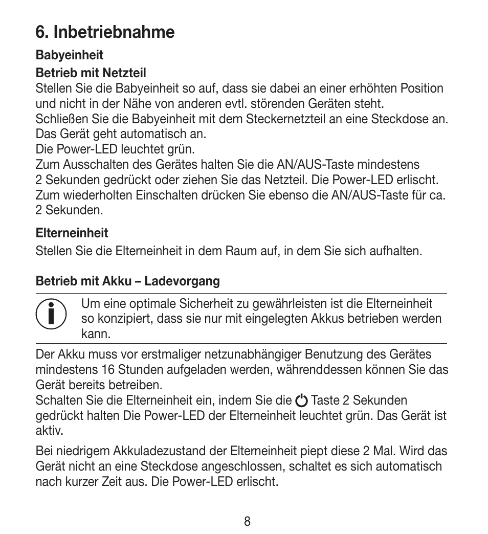 Inbetriebnahme | Beurer BY 33 User Manual | Page 8 / 104