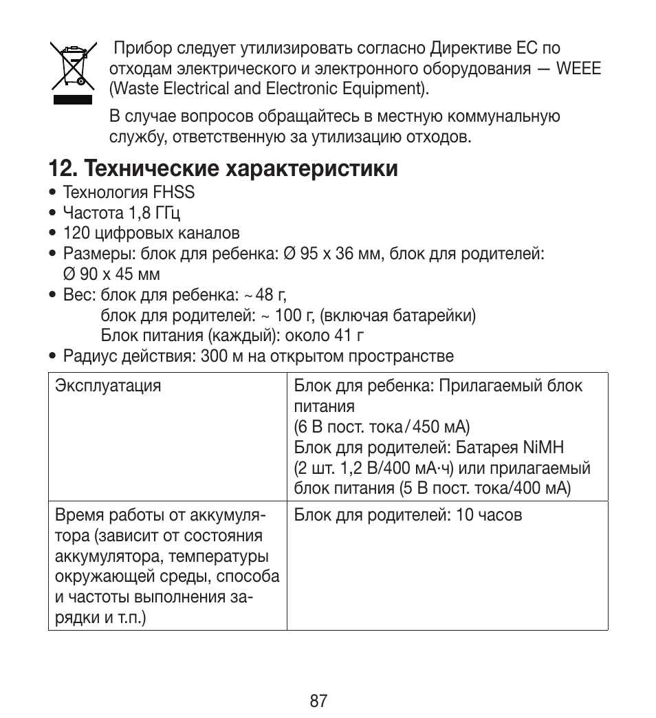 Технические характеристики | Beurer BY 33 User Manual | Page 87 / 104
