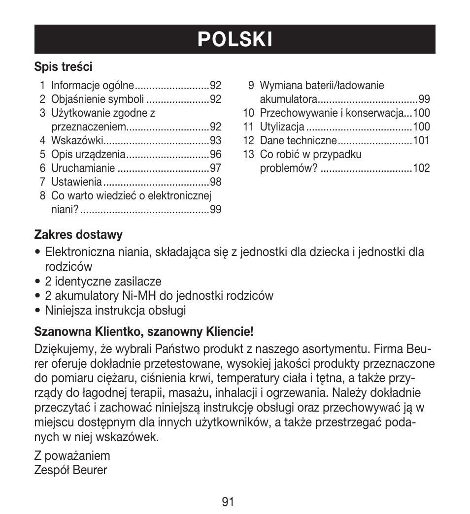 Polski | Beurer BY 33 User Manual | Page 91 / 104