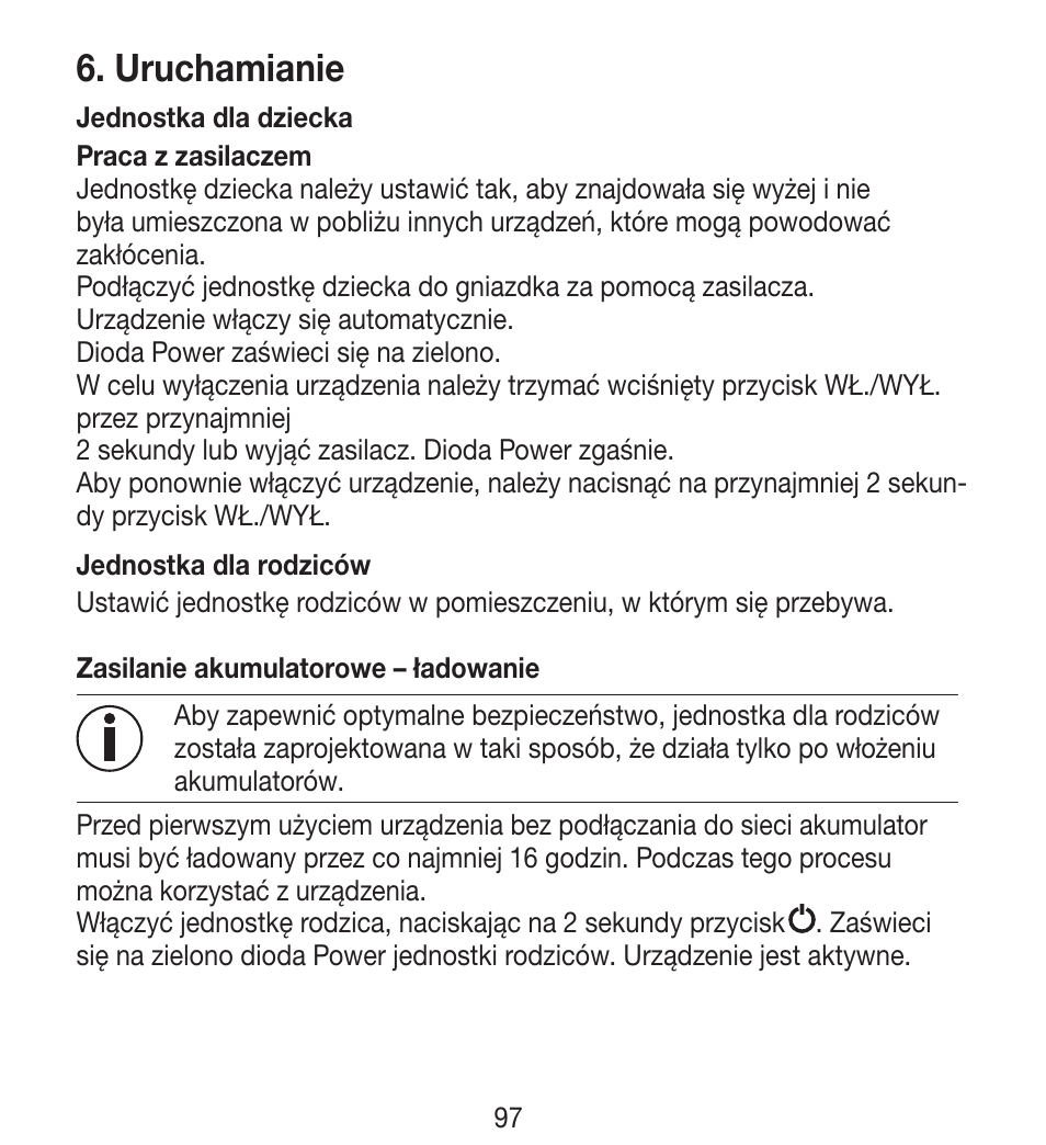 Uruchamianie | Beurer BY 33 User Manual | Page 97 / 104