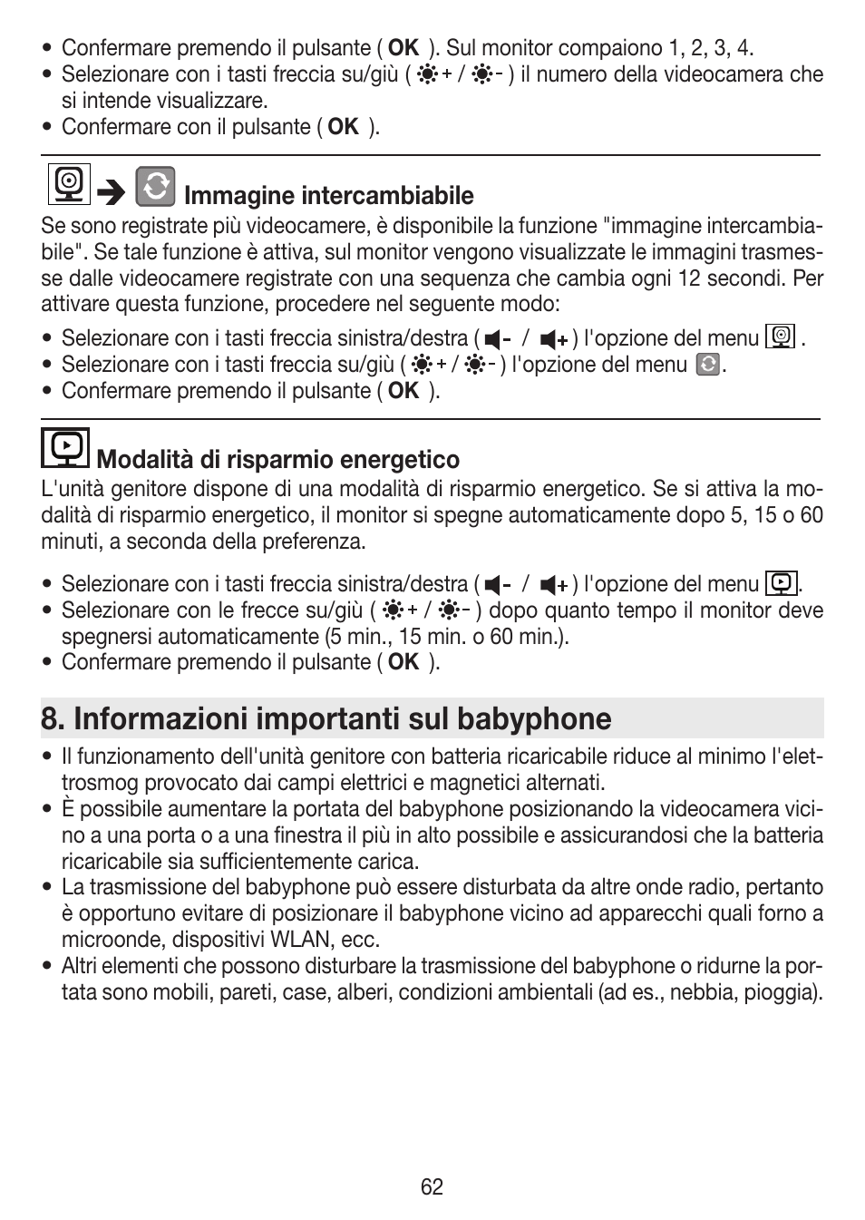 Informazioni importanti sul babyphone | Beurer BY 77 User Manual | Page 62 / 104