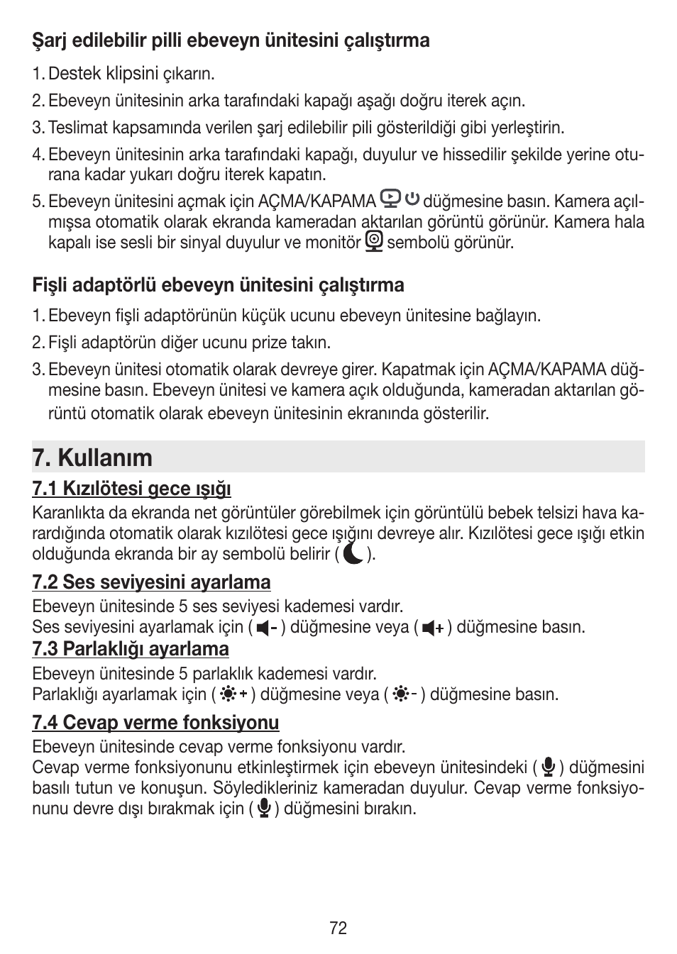 Kullanım | Beurer BY 77 User Manual | Page 72 / 104