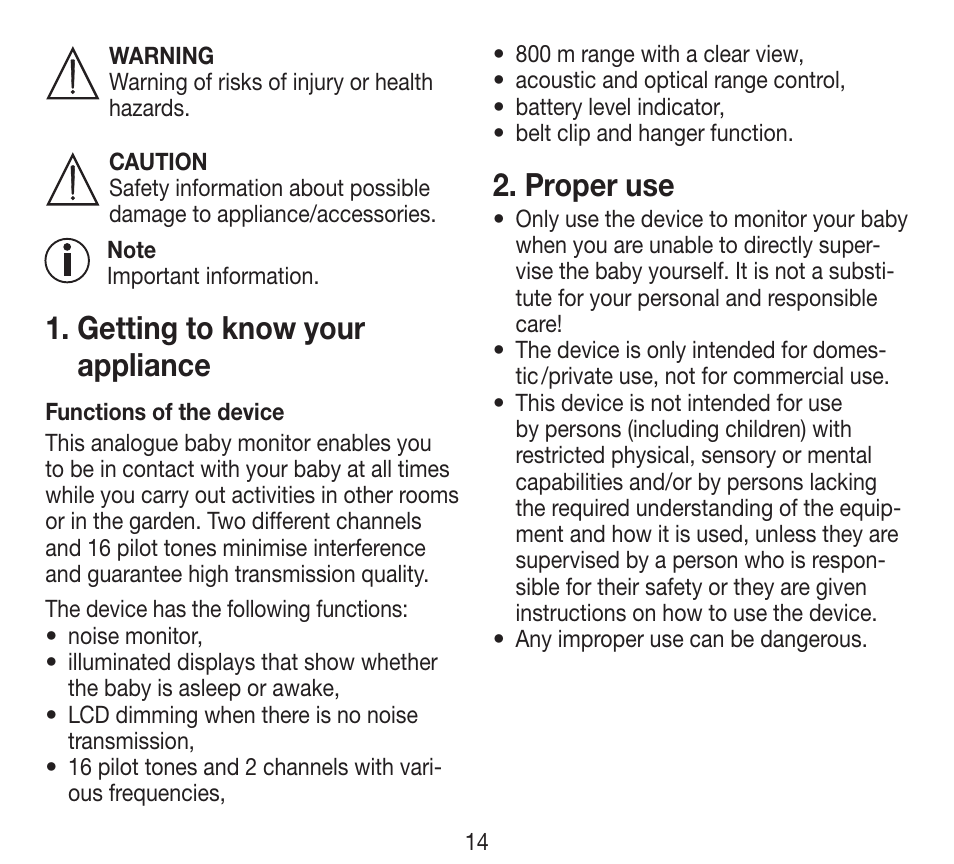 Proper use, Getting to know your appliance | Beurer BY 84 User Manual | Page 14 / 92