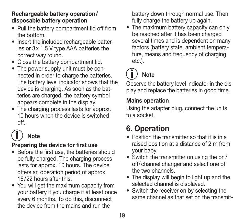 Operation | Beurer BY 84 User Manual | Page 19 / 92