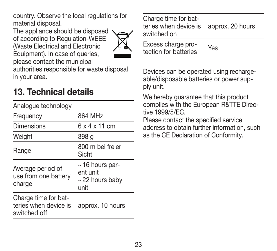 Technical details | Beurer BY 84 User Manual | Page 23 / 92