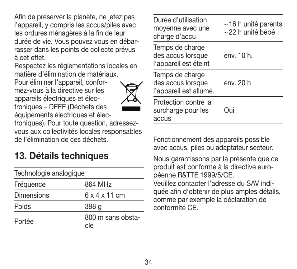 Détails techniques | Beurer BY 84 User Manual | Page 34 / 92