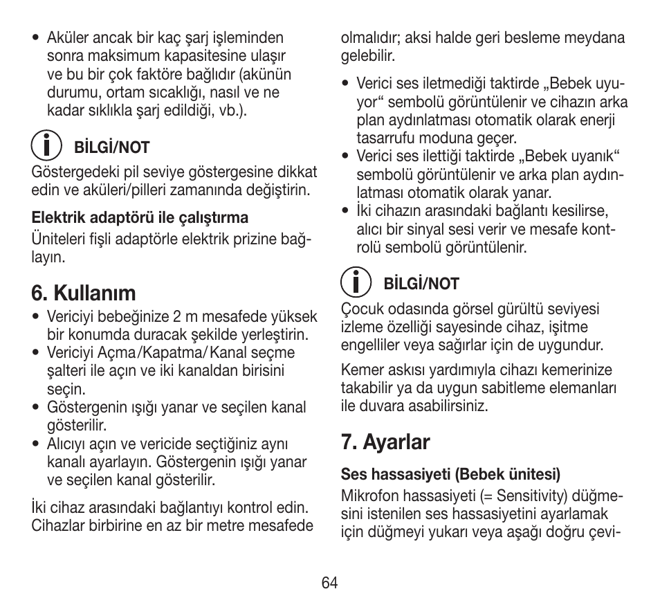 Kullanım, Ayarlar | Beurer BY 84 User Manual | Page 64 / 92