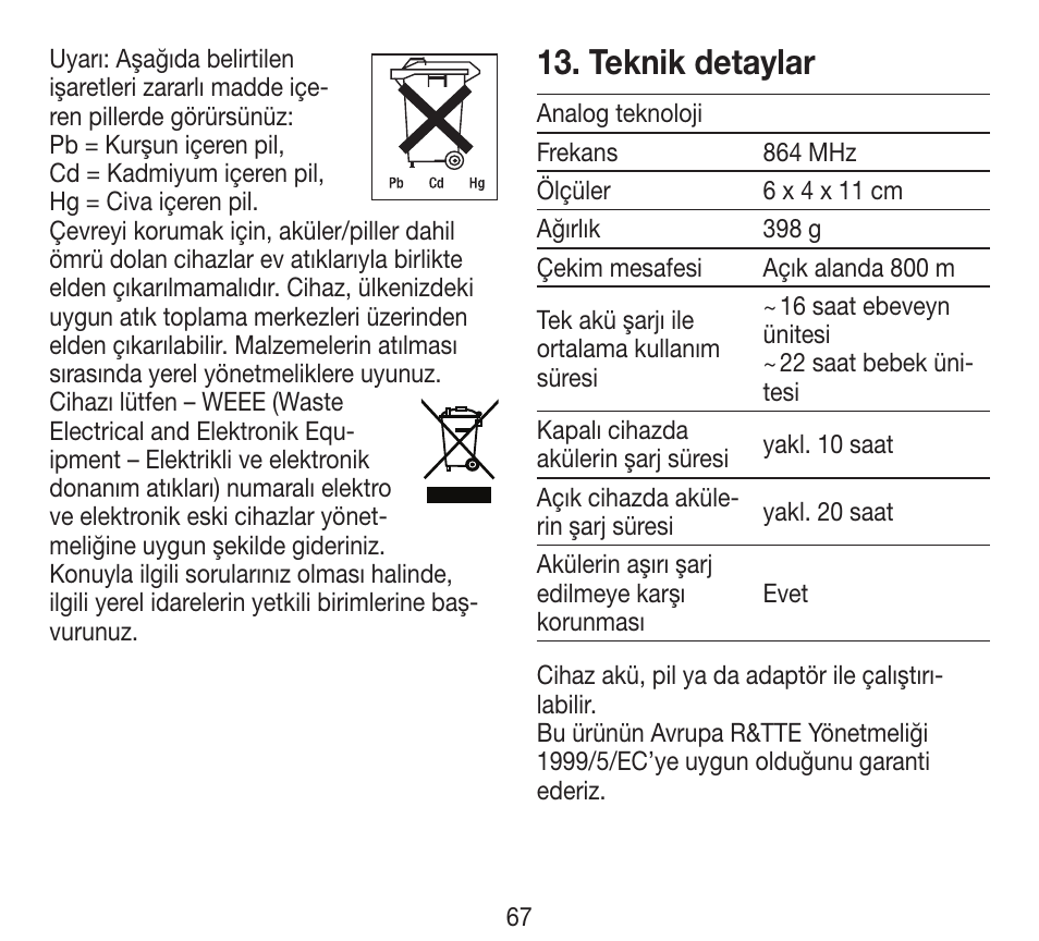 Teknik detaylar | Beurer BY 84 User Manual | Page 67 / 92