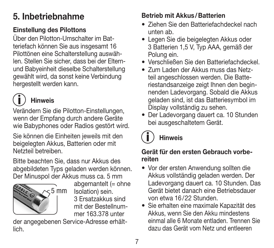 Inbetriebnahme | Beurer BY 84 User Manual | Page 7 / 92
