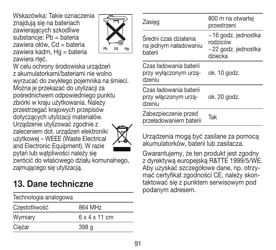 Dane techniczne | Beurer BY 84 User Manual | Page 91 / 92