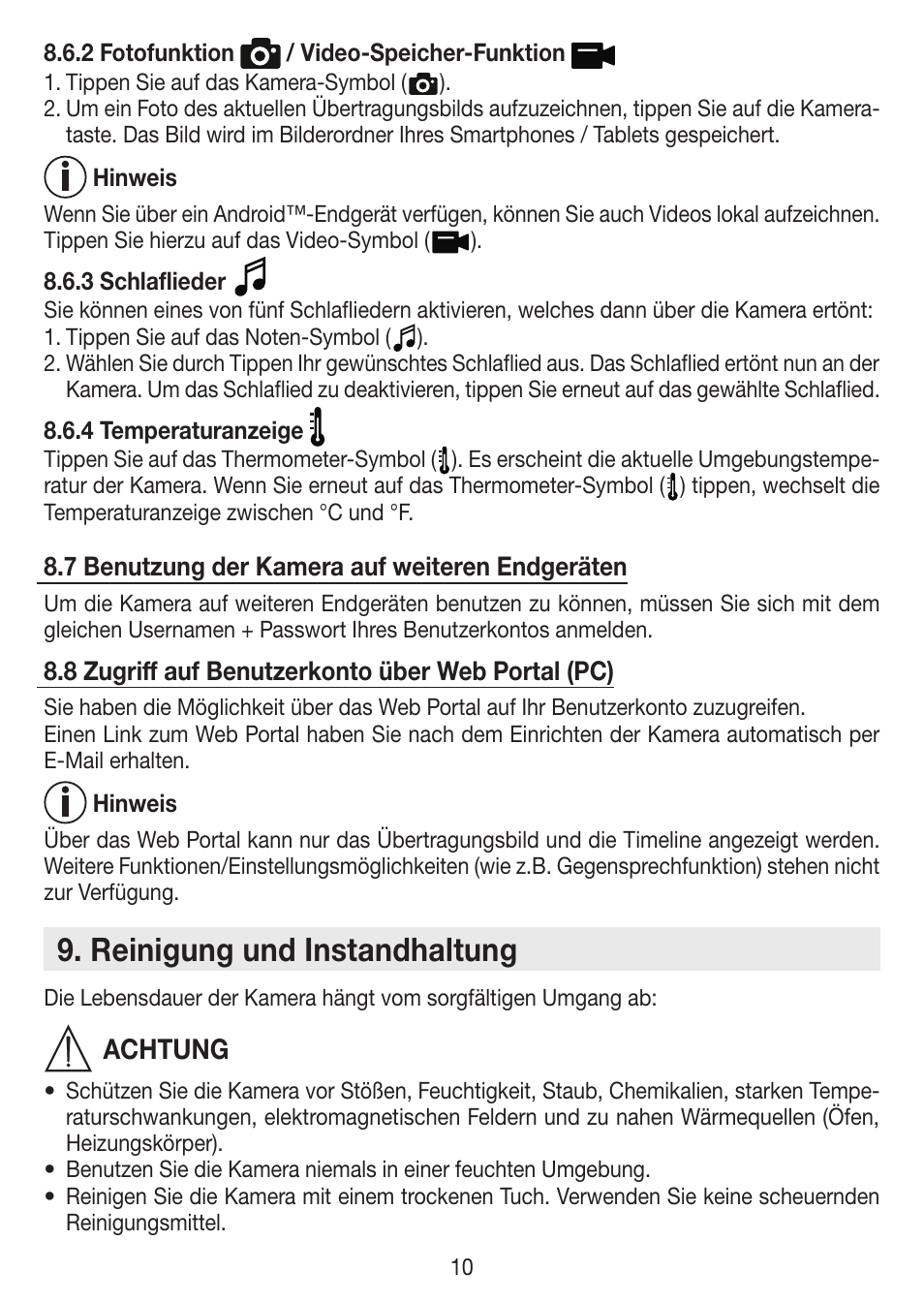 Reinigung und instandhaltung, Achtung | Beurer BY 88 Smart User Manual | Page 10 / 88