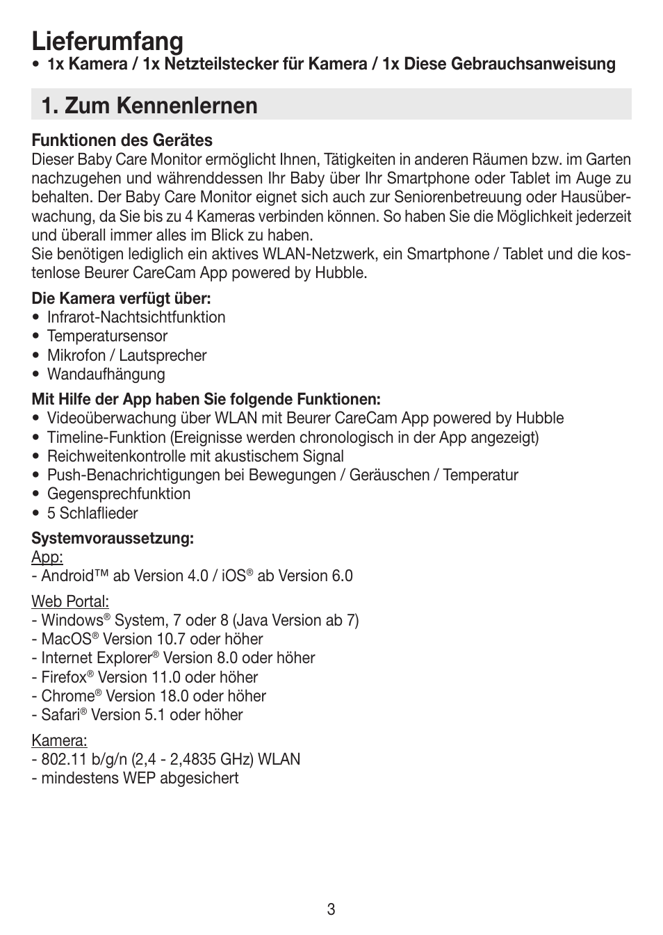 Lieferumfang, Zum kennenlernen | Beurer BY 88 Smart User Manual | Page 3 / 88