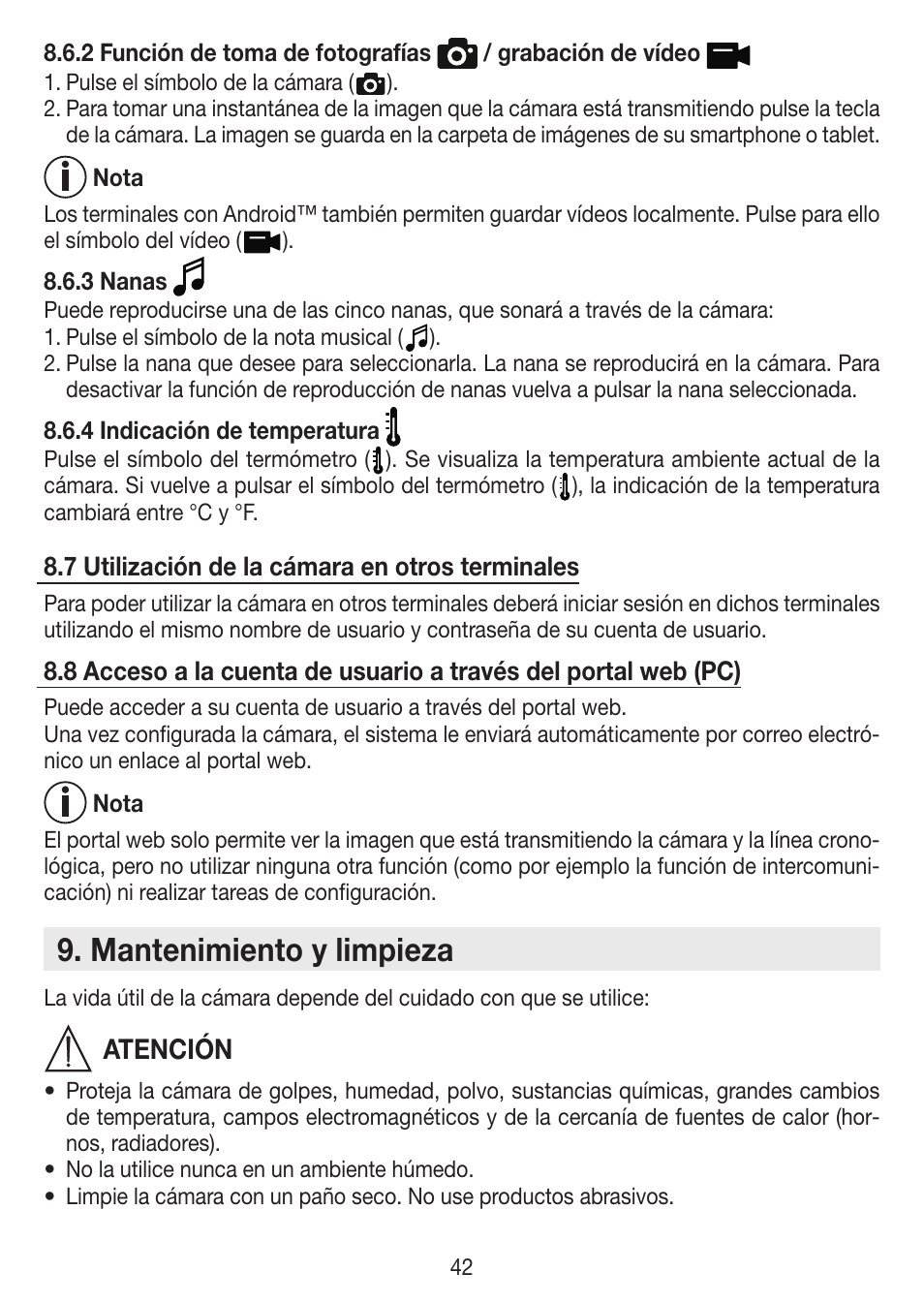 Mantenimiento y limpieza, Atención | Beurer BY 88 Smart User Manual | Page 42 / 88