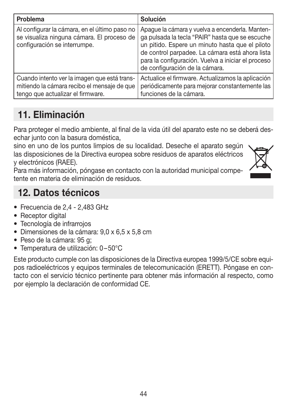 Eliminación, Datos técnicos | Beurer BY 88 Smart User Manual | Page 44 / 88