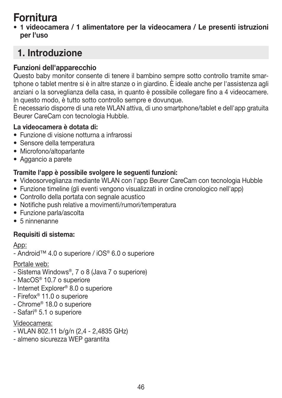 Fornitura, Introduzione | Beurer BY 88 Smart User Manual | Page 46 / 88