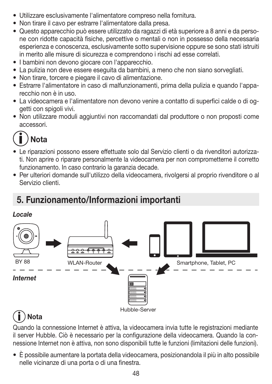 Funzionamento/informazioni importanti, Nota | Beurer BY 88 Smart User Manual | Page 48 / 88