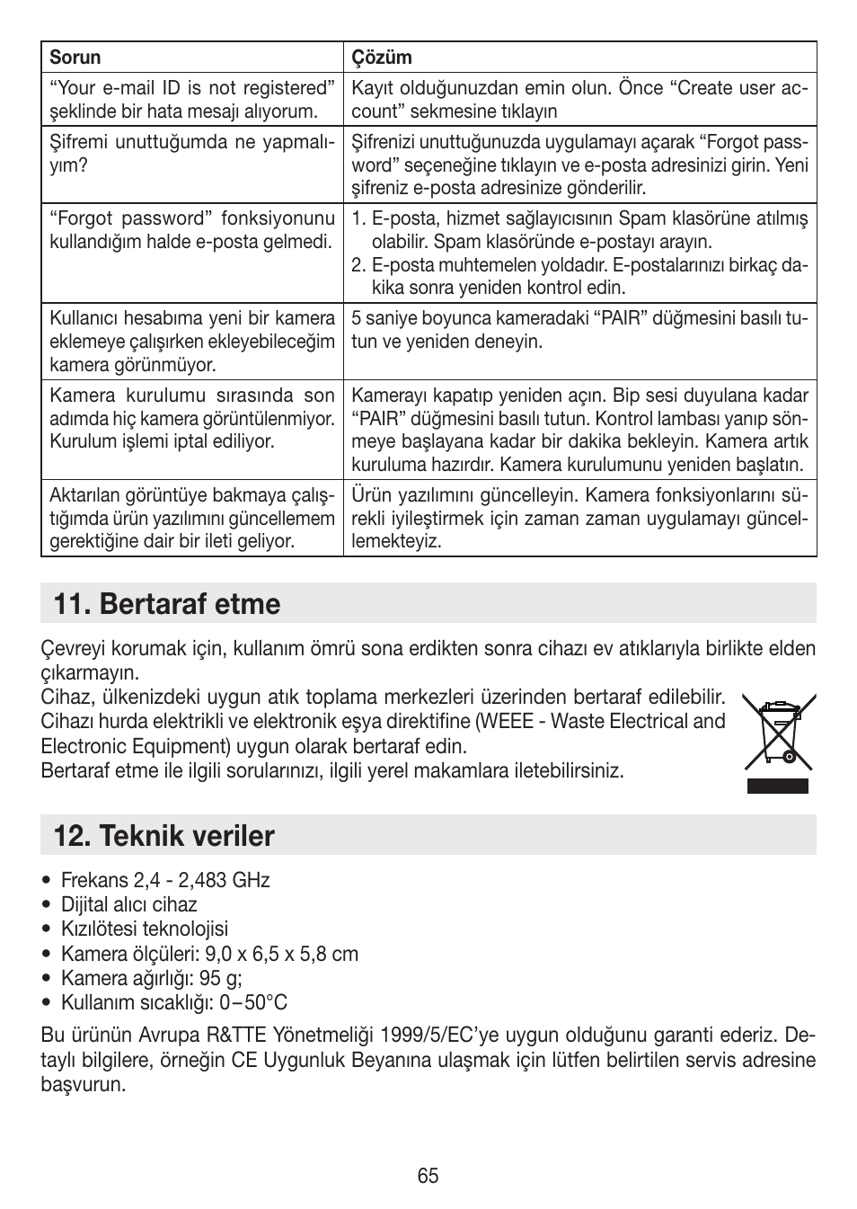 Bertaraf etme, Teknik veriler | Beurer BY 88 Smart User Manual | Page 65 / 88