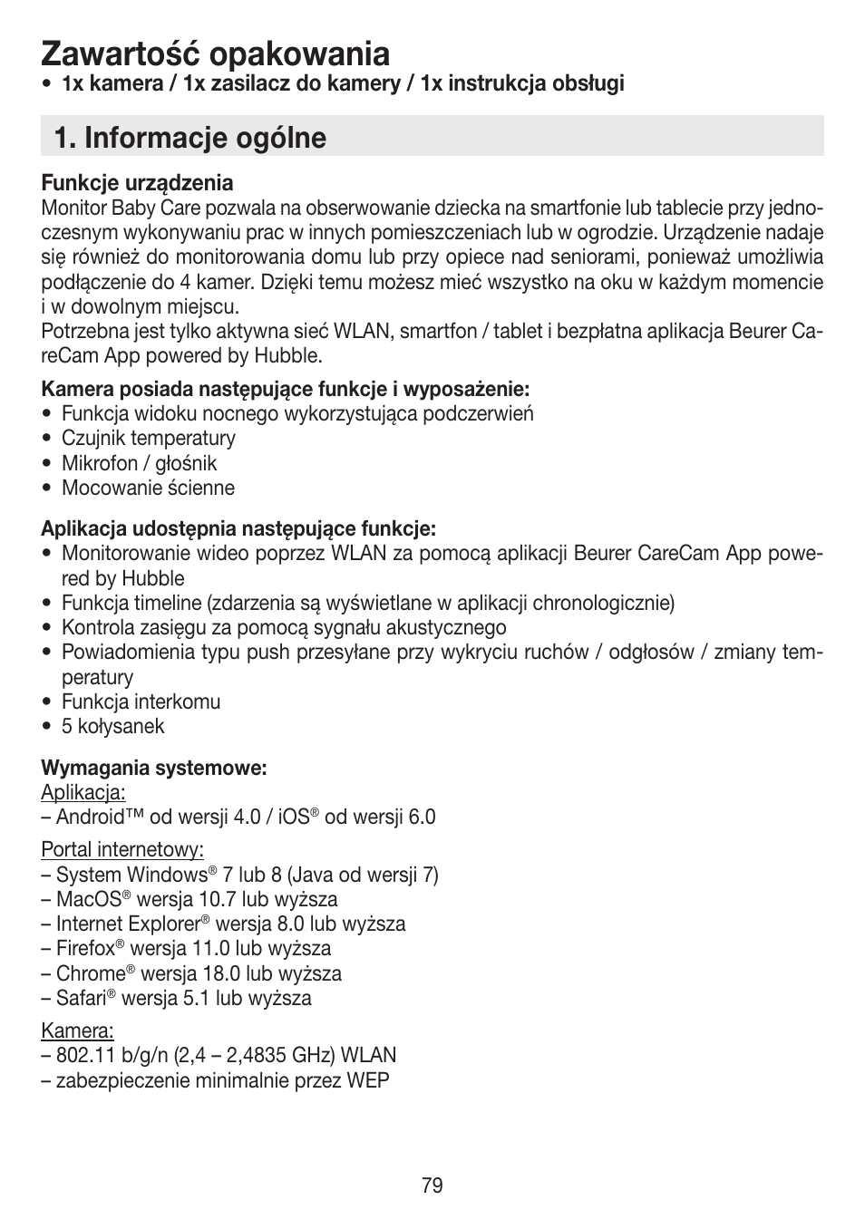 Zawartość opakowania, Informacje ogólne | Beurer BY 88 Smart User Manual | Page 79 / 88