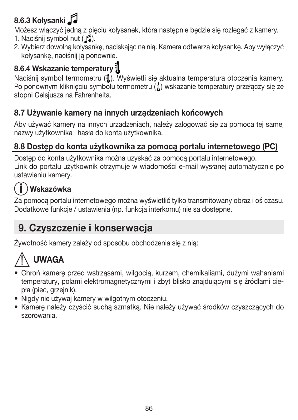 Czyszczenie i konserwacja, Uwaga | Beurer BY 88 Smart User Manual | Page 86 / 88