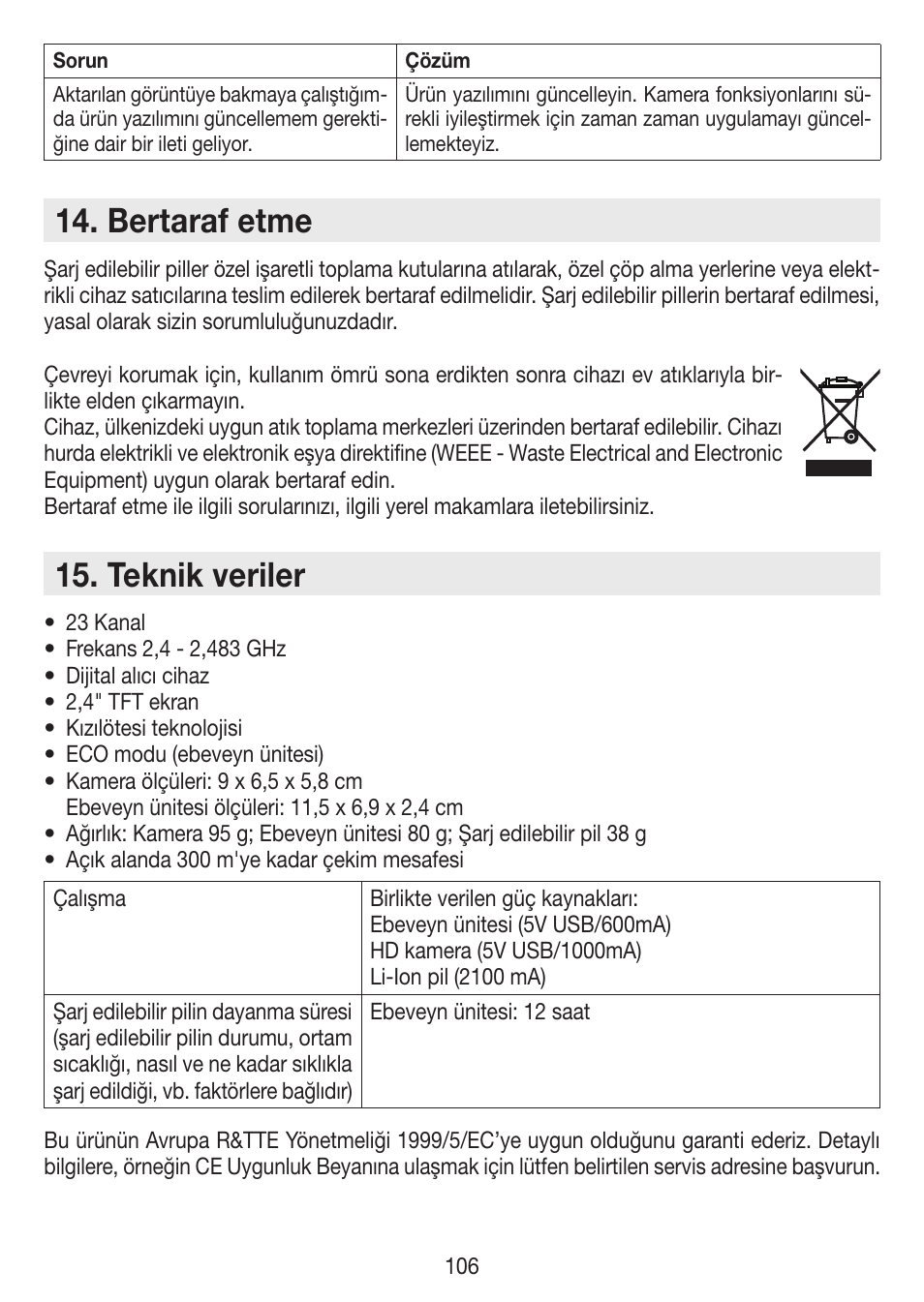 Bertaraf etme, Teknik veriler | Beurer BY 99 User Manual | Page 106 / 144