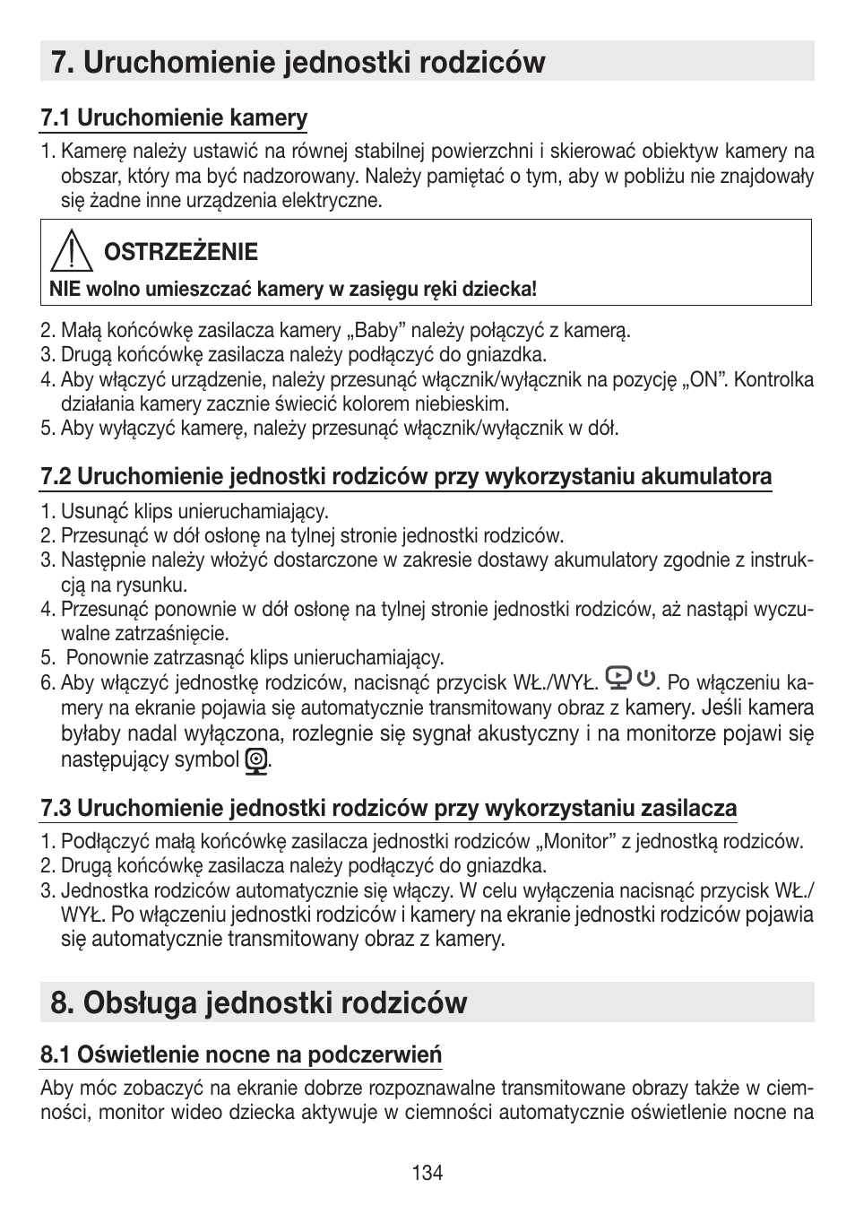 Uruchomienie jednostki rodziców, Obsługa jednostki rodziców | Beurer BY 99 User Manual | Page 134 / 144