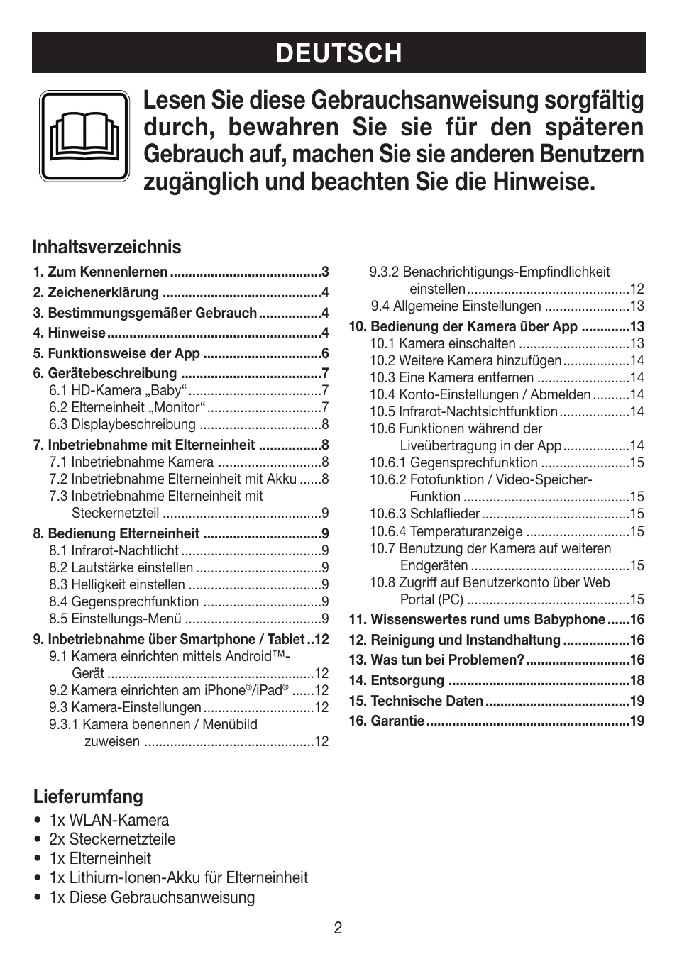 Deutsch, Inhaltsverzeichnis lieferumfang | Beurer BY 99 User Manual | Page 2 / 144