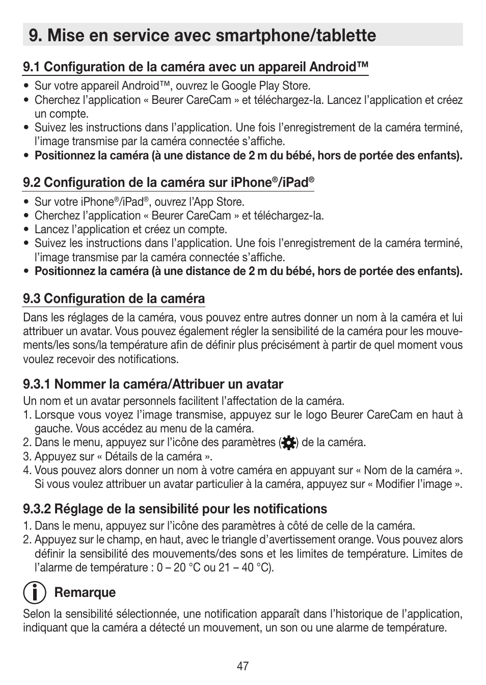 Mise en service avec smartphone/tablette | Beurer BY 99 User Manual | Page 47 / 144