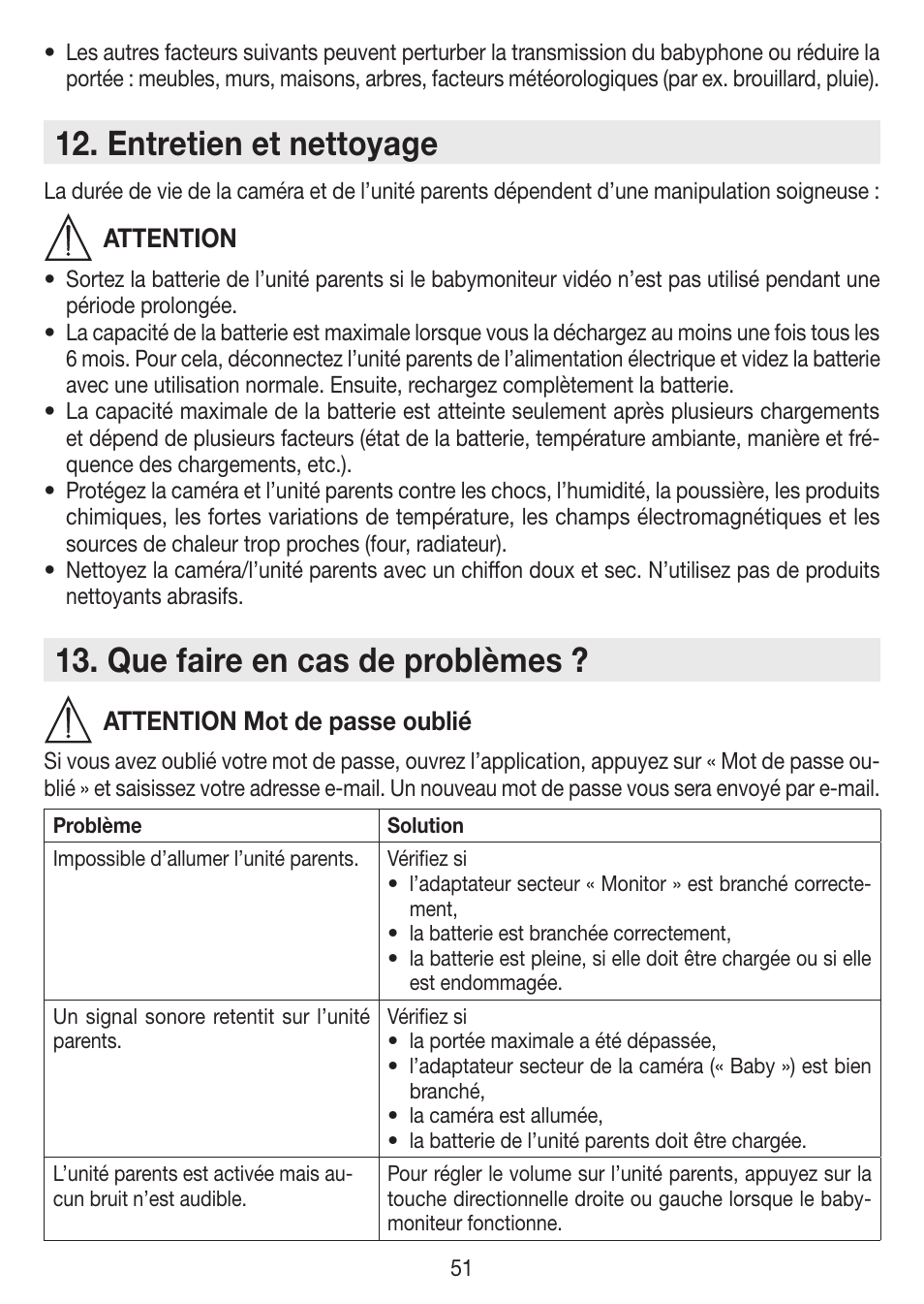 Entretien et nettoyage, Que faire en cas de problèmes | Beurer BY 99 User Manual | Page 51 / 144