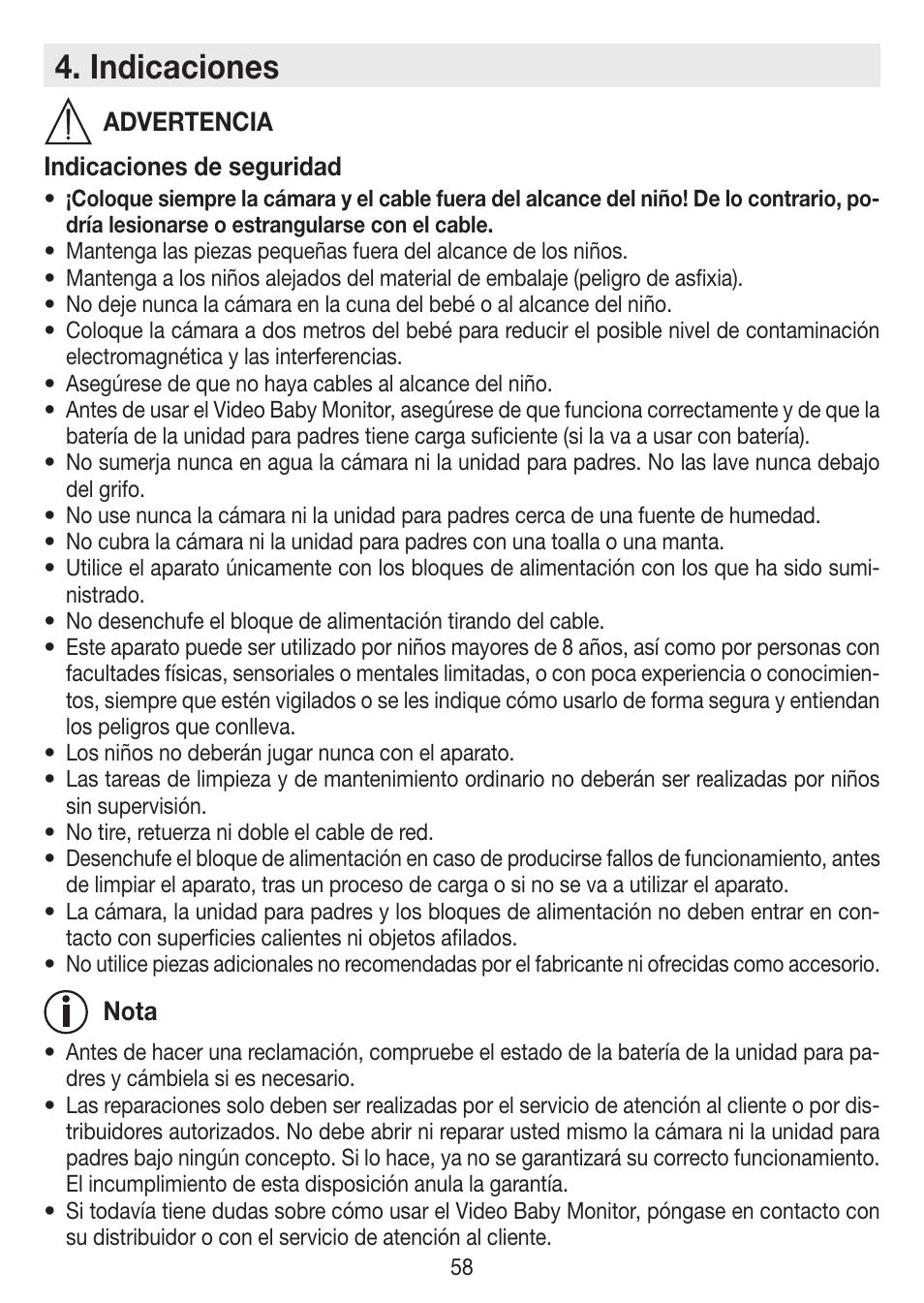 Indicaciones | Beurer BY 99 User Manual | Page 58 / 144