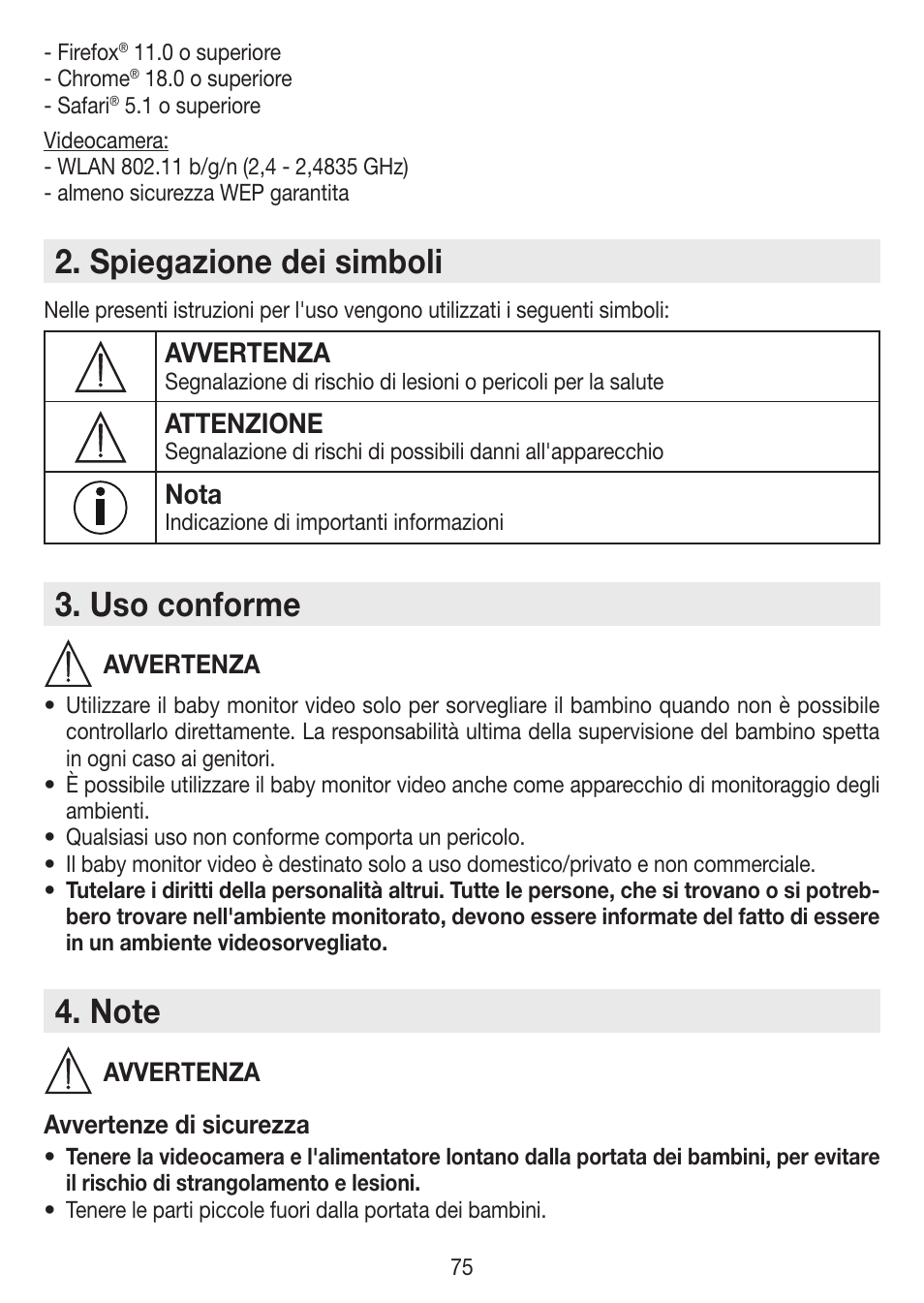 Spiegazione dei simboli, Uso conforme, Avvertenza | Attenzione, Nota | Beurer BY 99 User Manual | Page 75 / 144