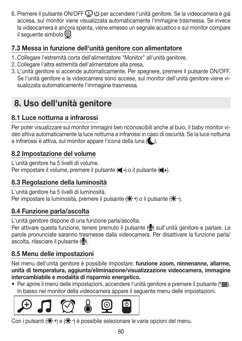 Uso dell'unità genitore | Beurer BY 99 User Manual | Page 80 / 144