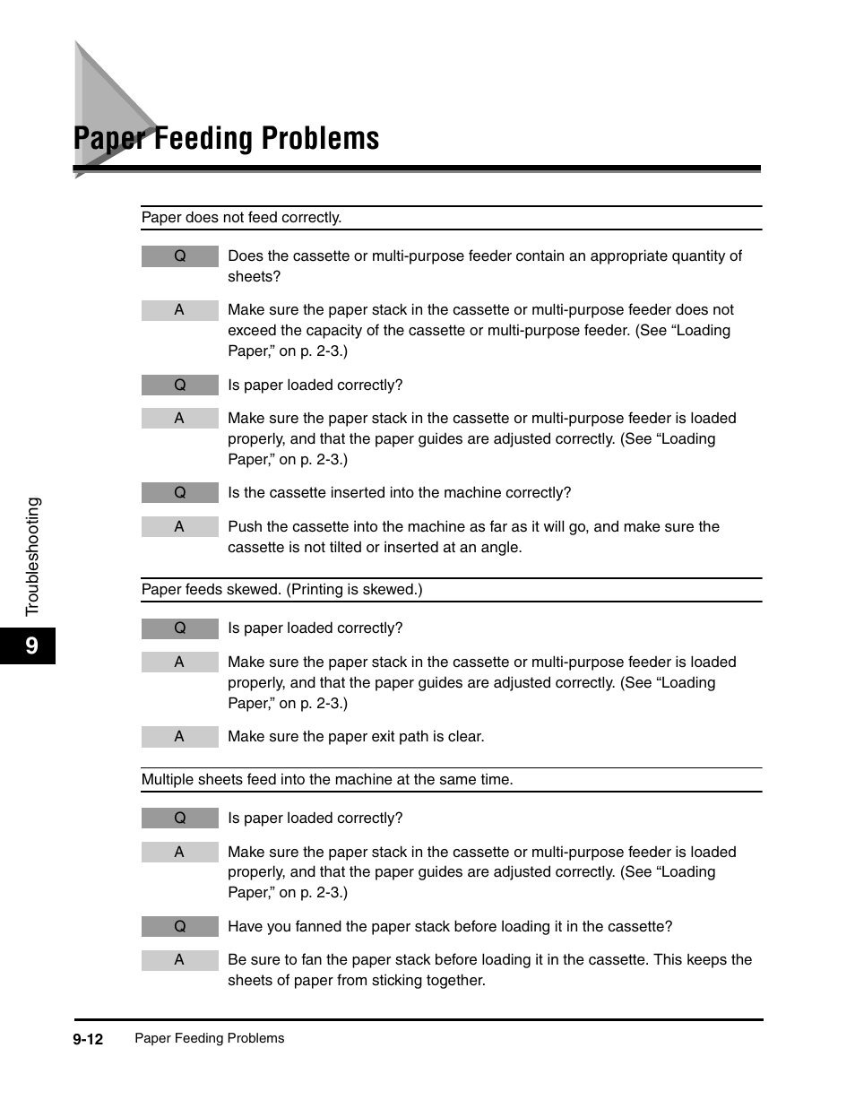 Paper feeding problems, Paper feeding problems -12 | Canon IMAGECLASS MF5700 User Manual | Page 113 / 139