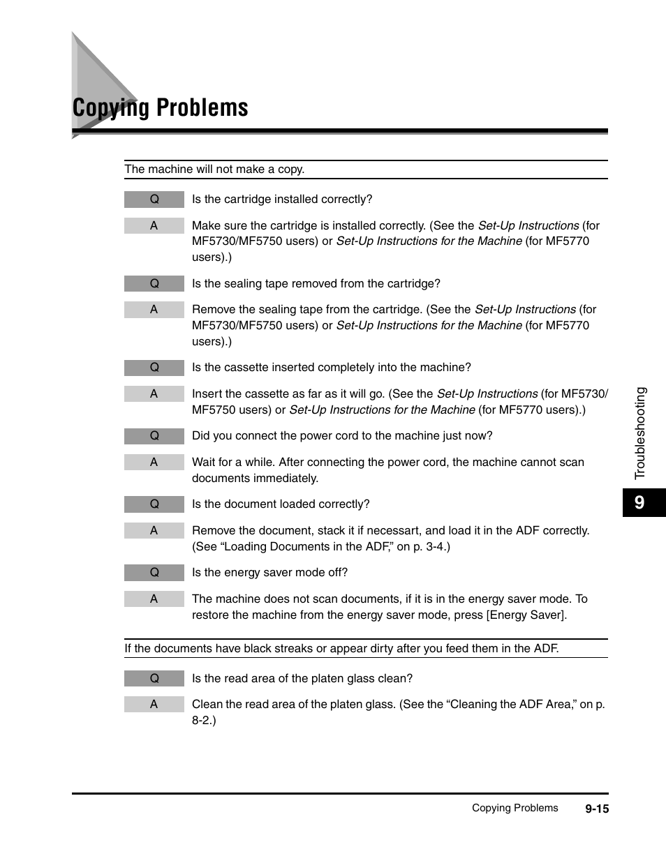 Copying problems, Copying problems -15 | Canon IMAGECLASS MF5700 User Manual | Page 116 / 139