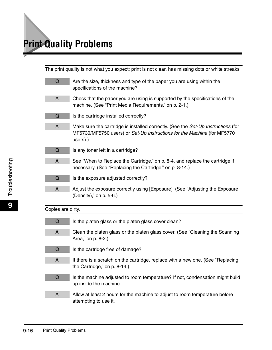 Print quality problems, Print quality problems -16 | Canon IMAGECLASS MF5700 User Manual | Page 117 / 139